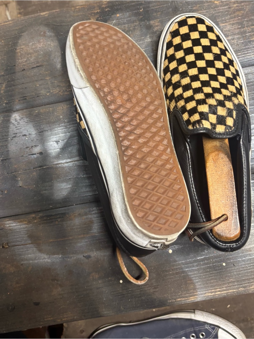 Vans black and beige checkerboard slip-on sneaker size women 9 - Picture 3 of 9